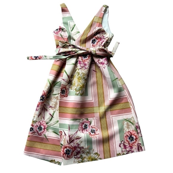 NWT ASOS DESIGN floral check midi dress fit flare sleeveless scuba knit 8 slit - Picture 3 of 11